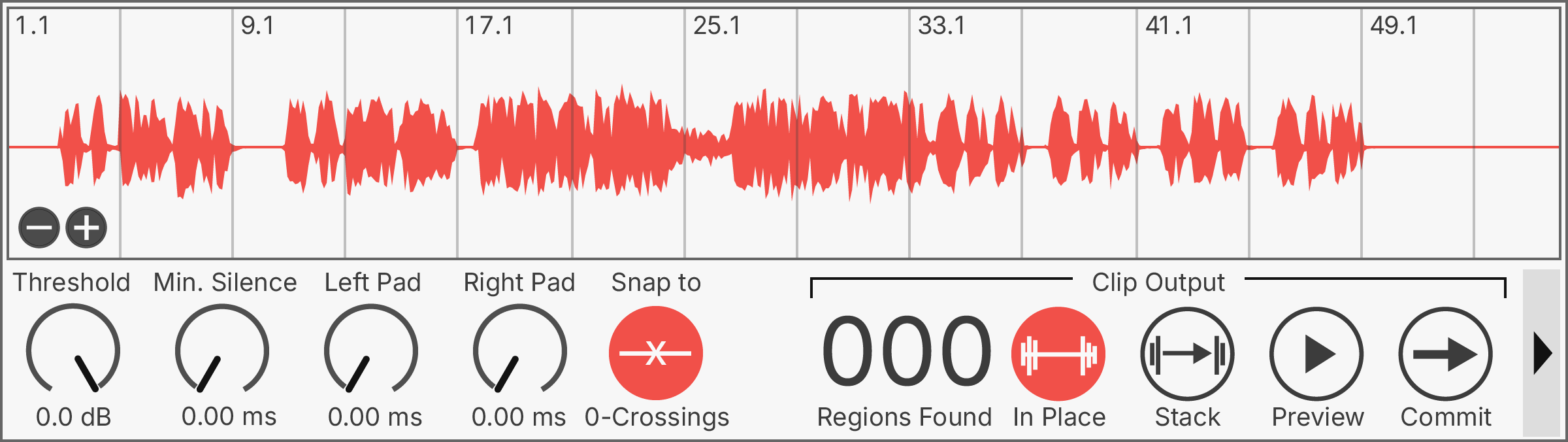 Concentrate Max for Live — default waveform view showing an audio clip